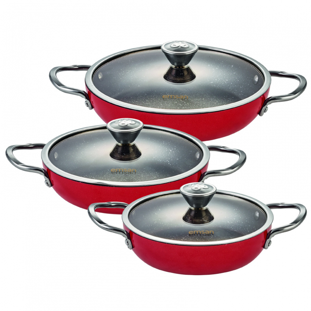 Emsan Aventura Kırmızı Granit 6 Parça Omlet-Sahan Seti görseli 6