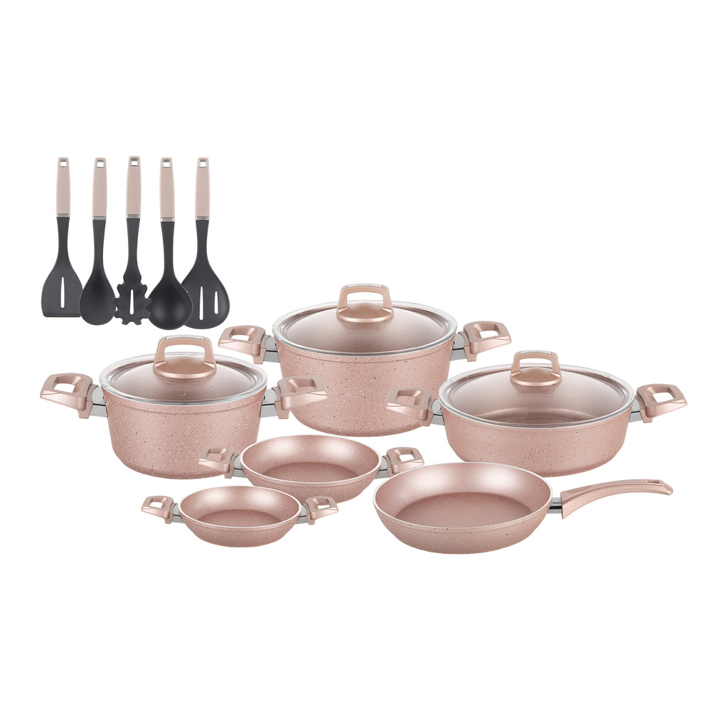 Emsan Brava 14 Parça Granit Tencere Seti Golden Pink görseli 3