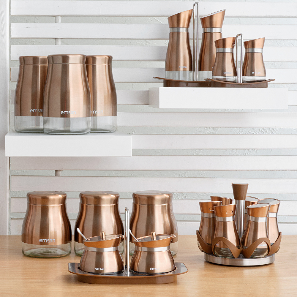 Emsan Verna 7 Parça Baharatlık/Baharat Takımı Rose Gold görseli 2