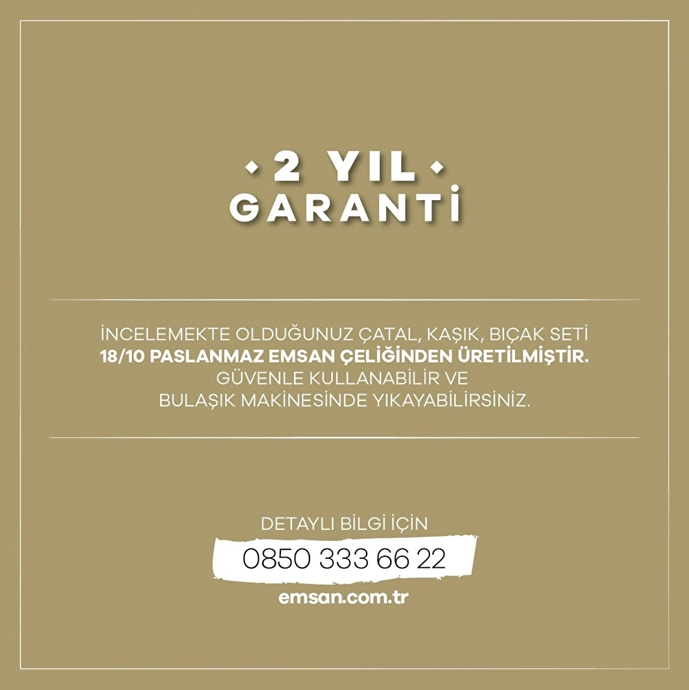 Emsan Elegance Duru Gold 84 Parça 12 Kişilik Lüks Kutulu Çatal Kaşık Bıçak Takımı görseli 10
