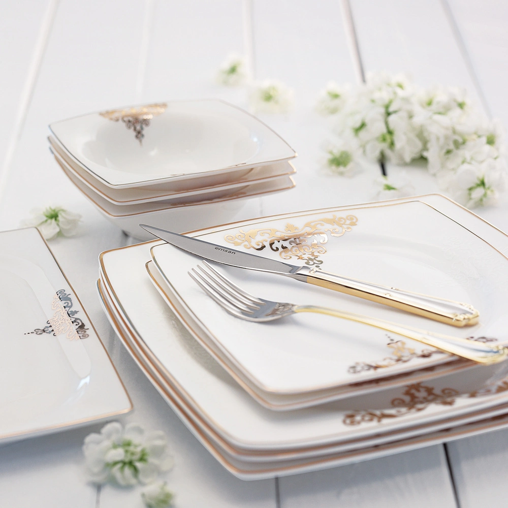 Emsan Fine Bone Topkapı Gold 61 Parça 12 Kişilik Yemek Takımı görseli 2