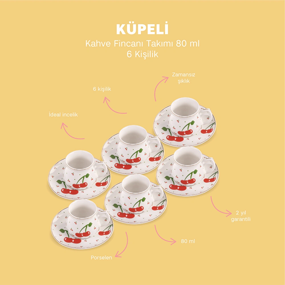 Emsan Küpeli 6 Kişilik Kahve Fincanı Takımı 80 ml görseli 9