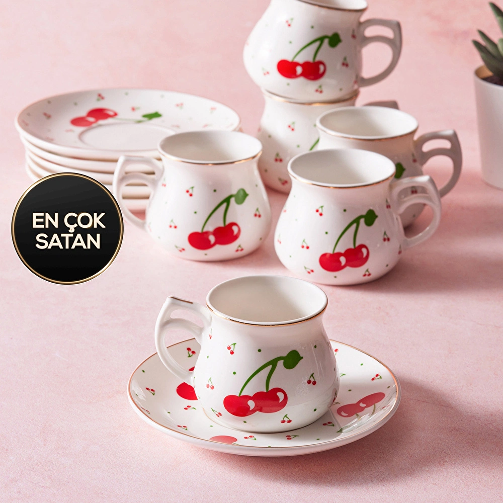 Emsan Küpeli 6 Kişilik Kahve Fincanı Takımı 80 ml görseli 1