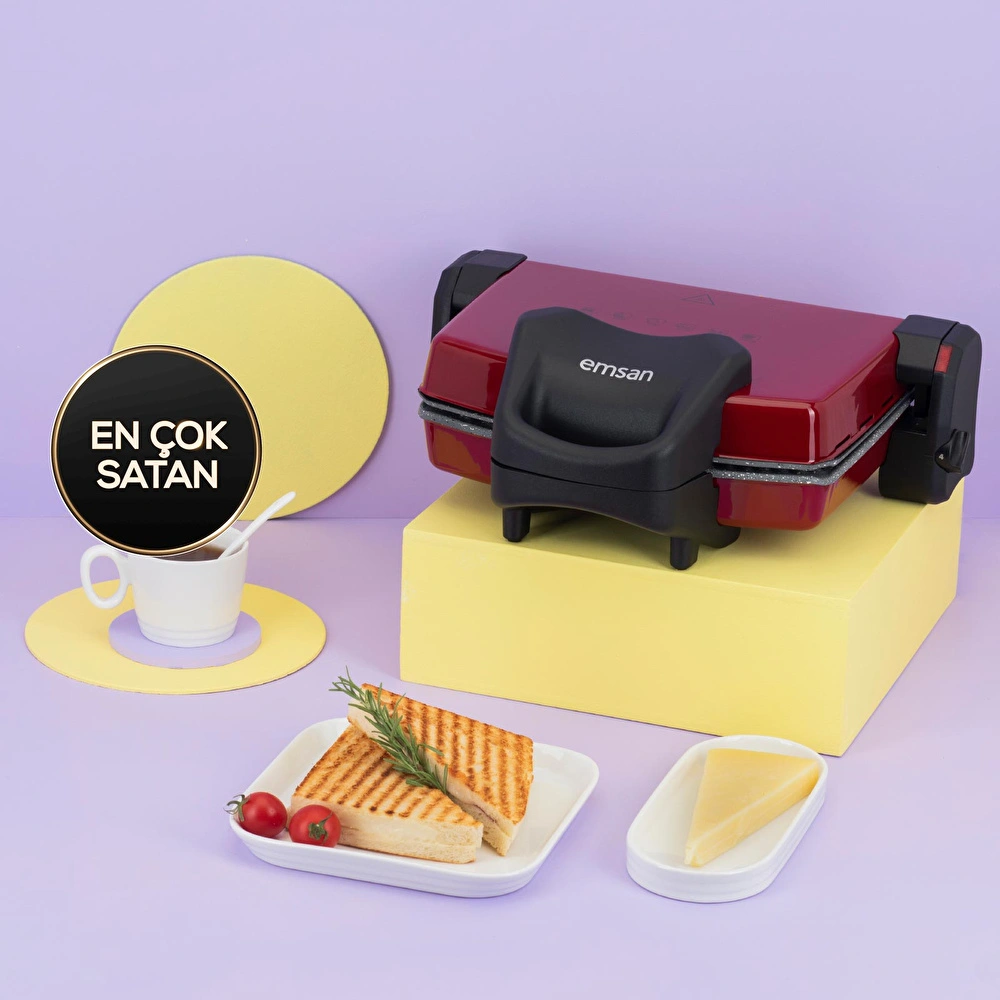 Emsan Power Master Granit 1800w Kırmızı Tost Makinesi görseli 1