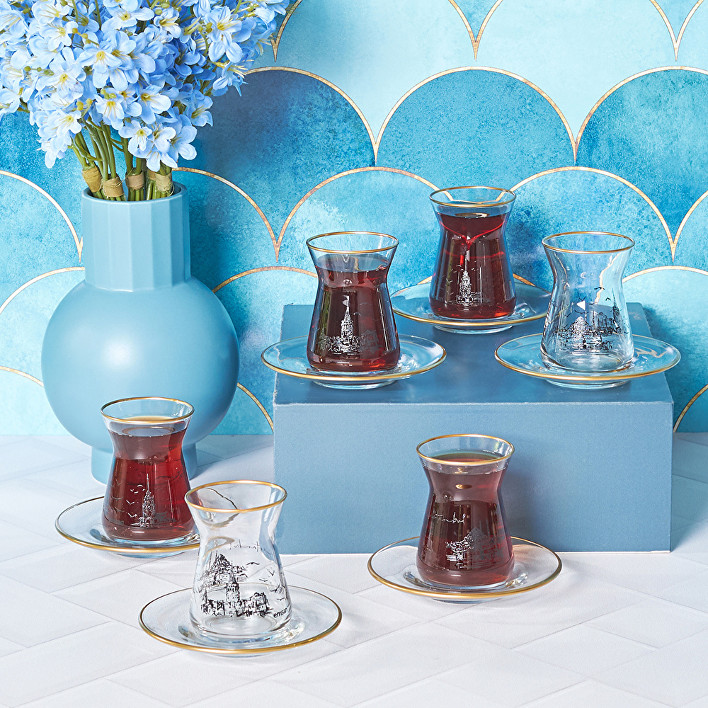 Emsan İstanbul Desen 12 Parça 6 Kişilik Çay Seti görseli 1