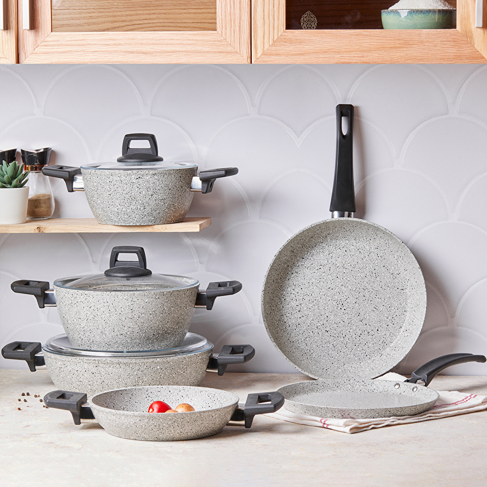 Emsan Rich Light Grey 9 Parça Granit Tencere Seti görseli 2