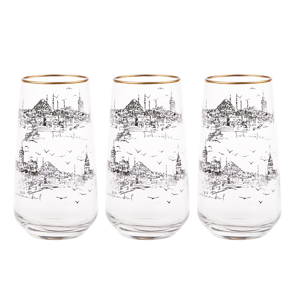 Emsan İstanbul Desen Meşrubat Bardağı 3lü Set görseli 1
