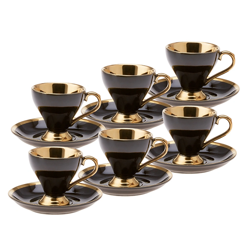 Emsan Luxury Siyah 6 Kişilik Kahve Fincan Takımı 90 ml görseli 2