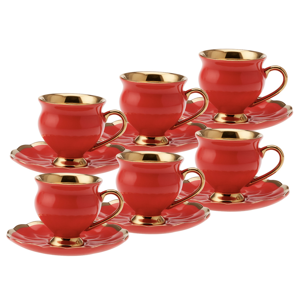 Emsan Exclusive Kırmızı 6 Kişilik Kahve Fincan Takımı 90 ml görseli 2