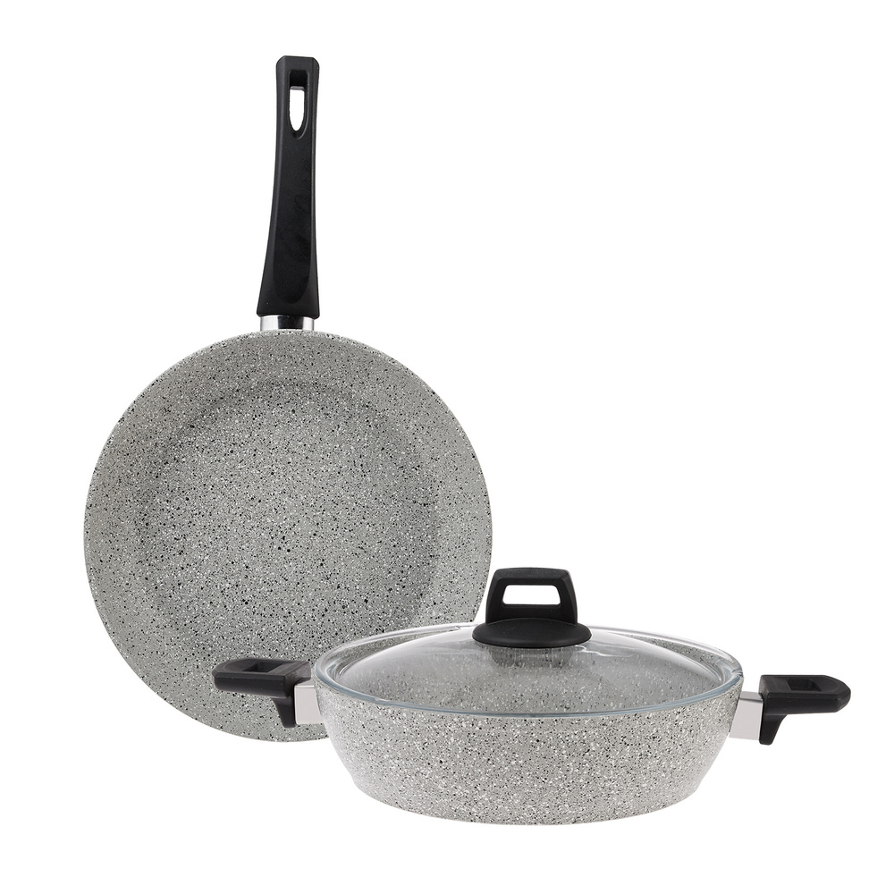 Emsan Premium Granit Grey Tava ve Pilav/Karnıyarık Tencere Seti görseli 2