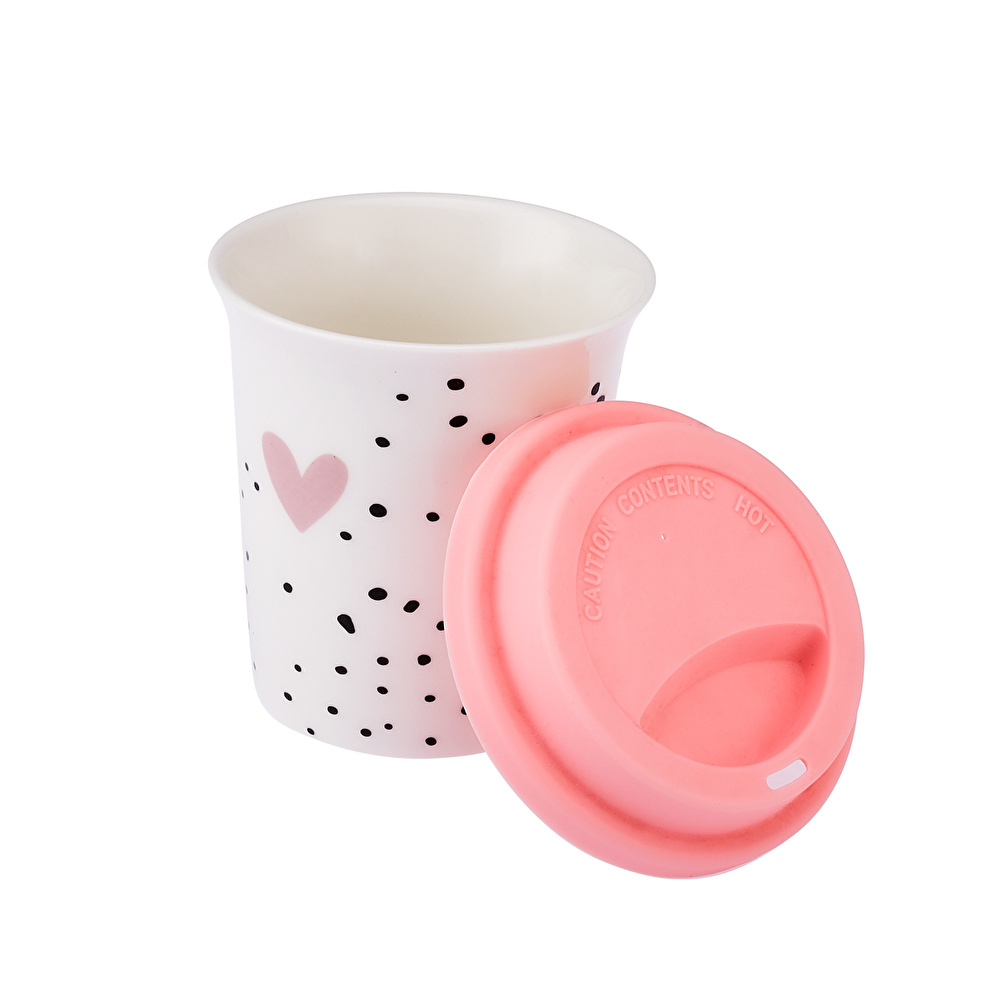 Emsan Amore Silikon Kapaklı Mug 300 ml Pembe görseli 7