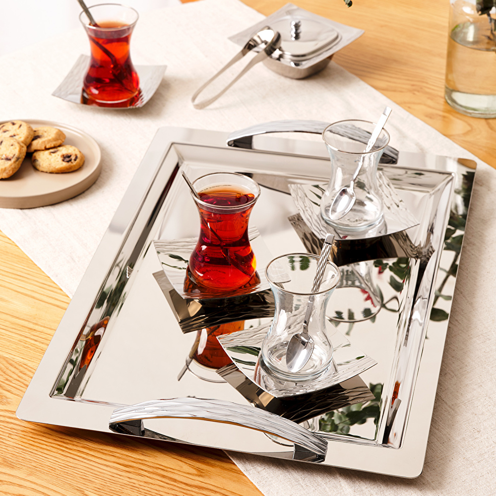 Emsan Favo 40 Parça Çay Seti 125 ml Platin görseli 1