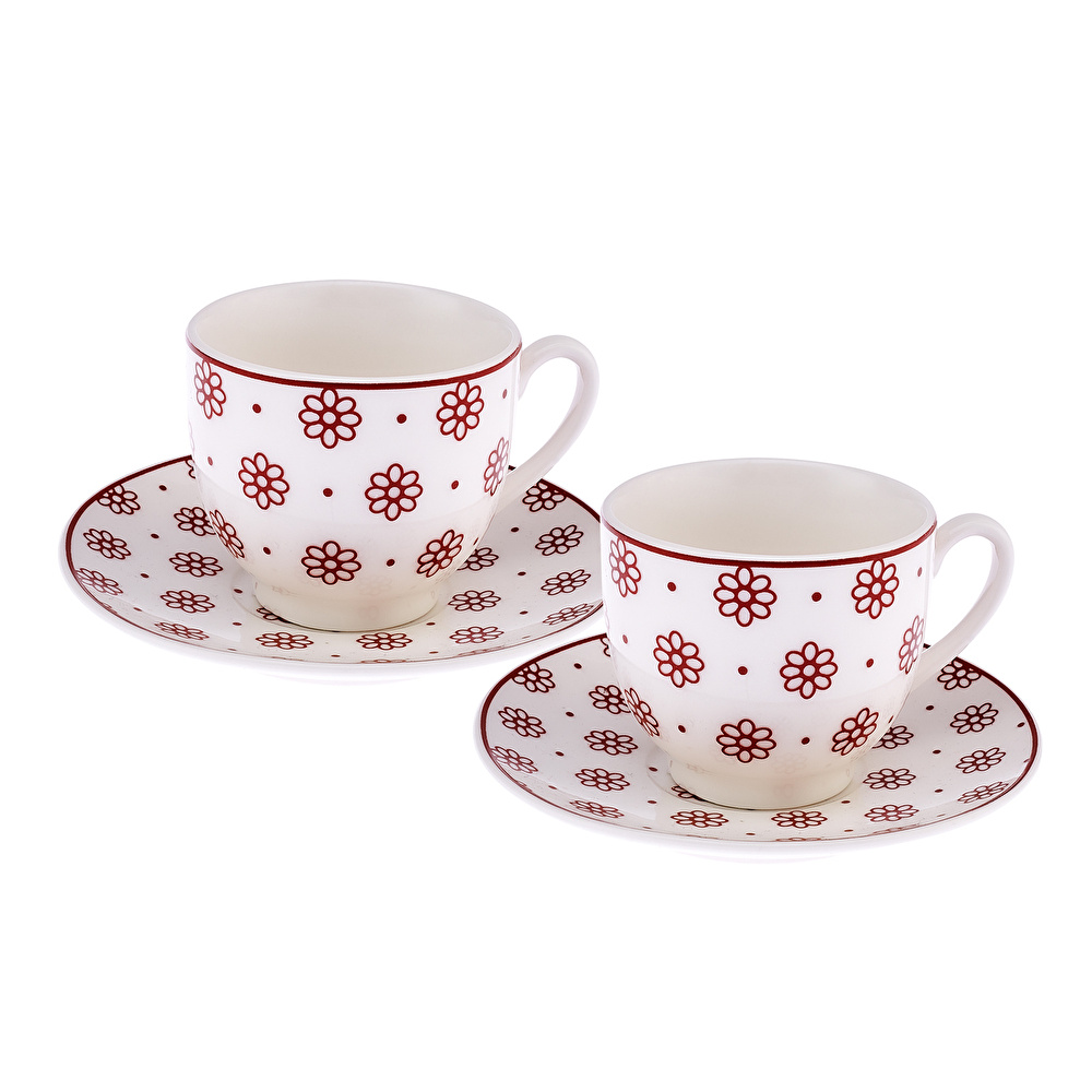 Emsan Tiny Flowers New Bone 2 Kişilik Kahve Fincan Takımı 90 ml Bordo görseli 4