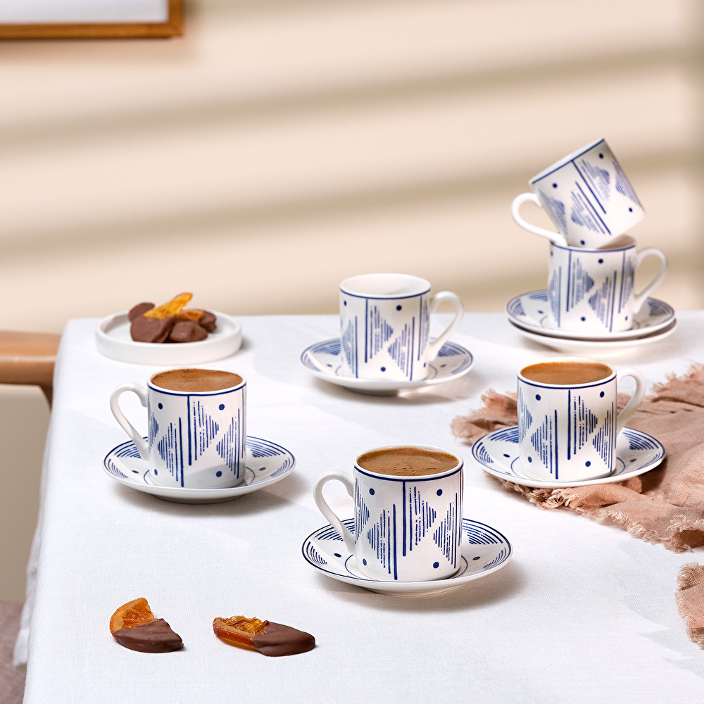 Emsan Estrella New Bone 6 Kişilik Kahve Fincan Takımı 90 ml Lacivert görseli 2