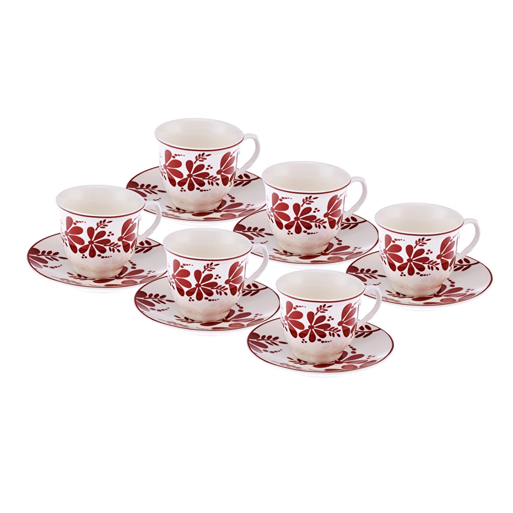 Emsan Kelsey New Bone 6 Kişilik Kahve Fincan Takımı 90 ml Bordo görseli 5
