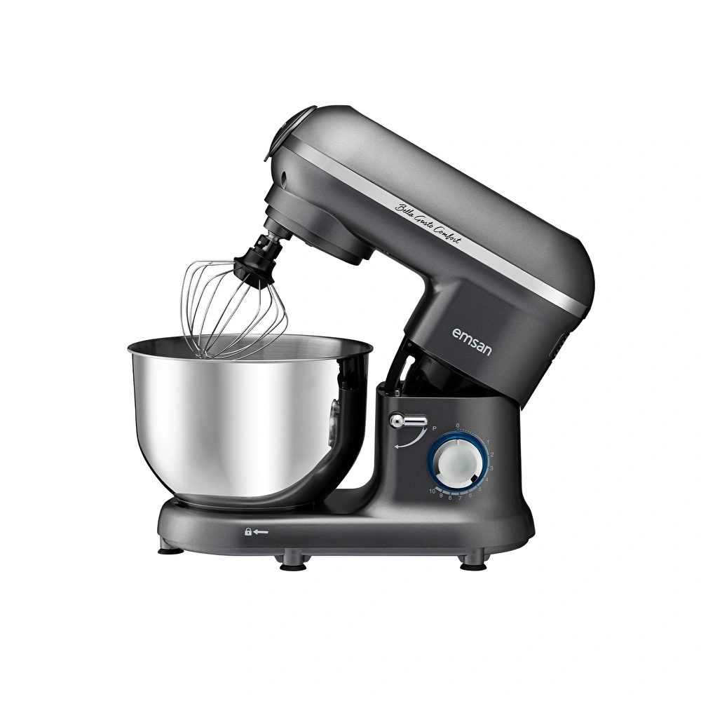 Emsan Bella Gusto Comfort Kıyma Çekme Aparatlı Hamur Yoğurma Makinesi Gri 1300W 5,5L görseli 17