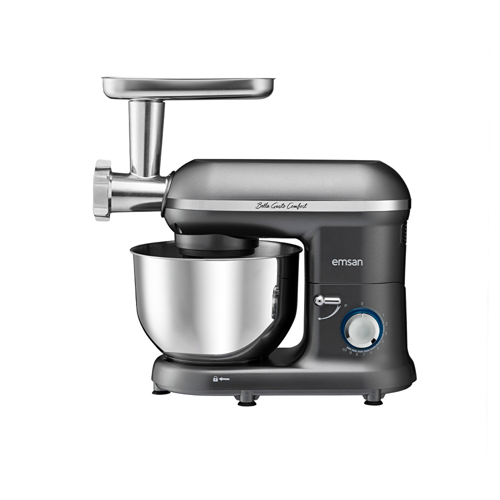 Emsan Bella Gusto Comfort Kıyma Çekme Aparatlı Hamur Yoğurma Makinesi Gri 1300W 5,5L görseli 15