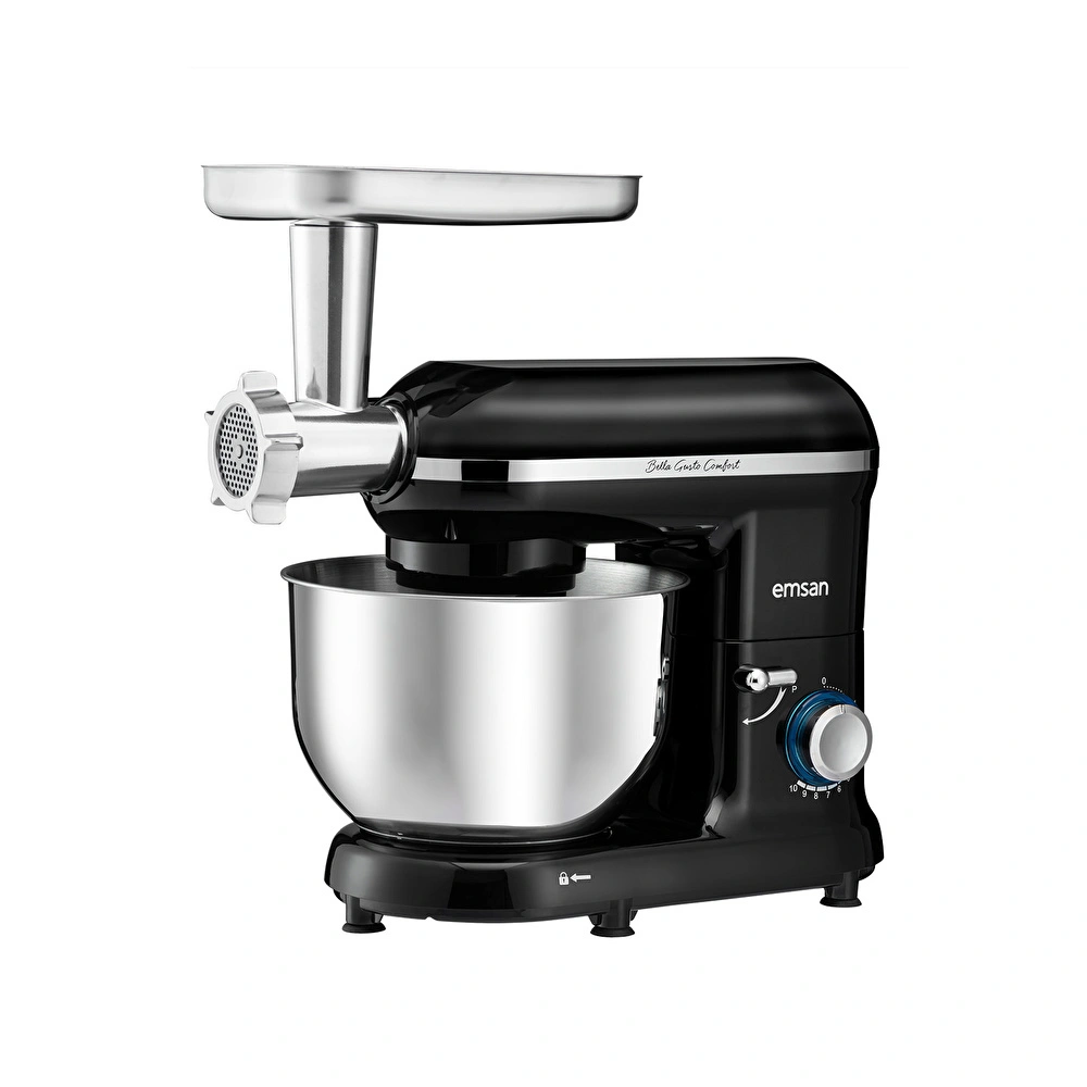 Emsan Bella Gusto Comfort Kıyma Çekme Aparatlı Hamur Yoğurma Makinesi Siyah 1300W 5,5L görseli 15