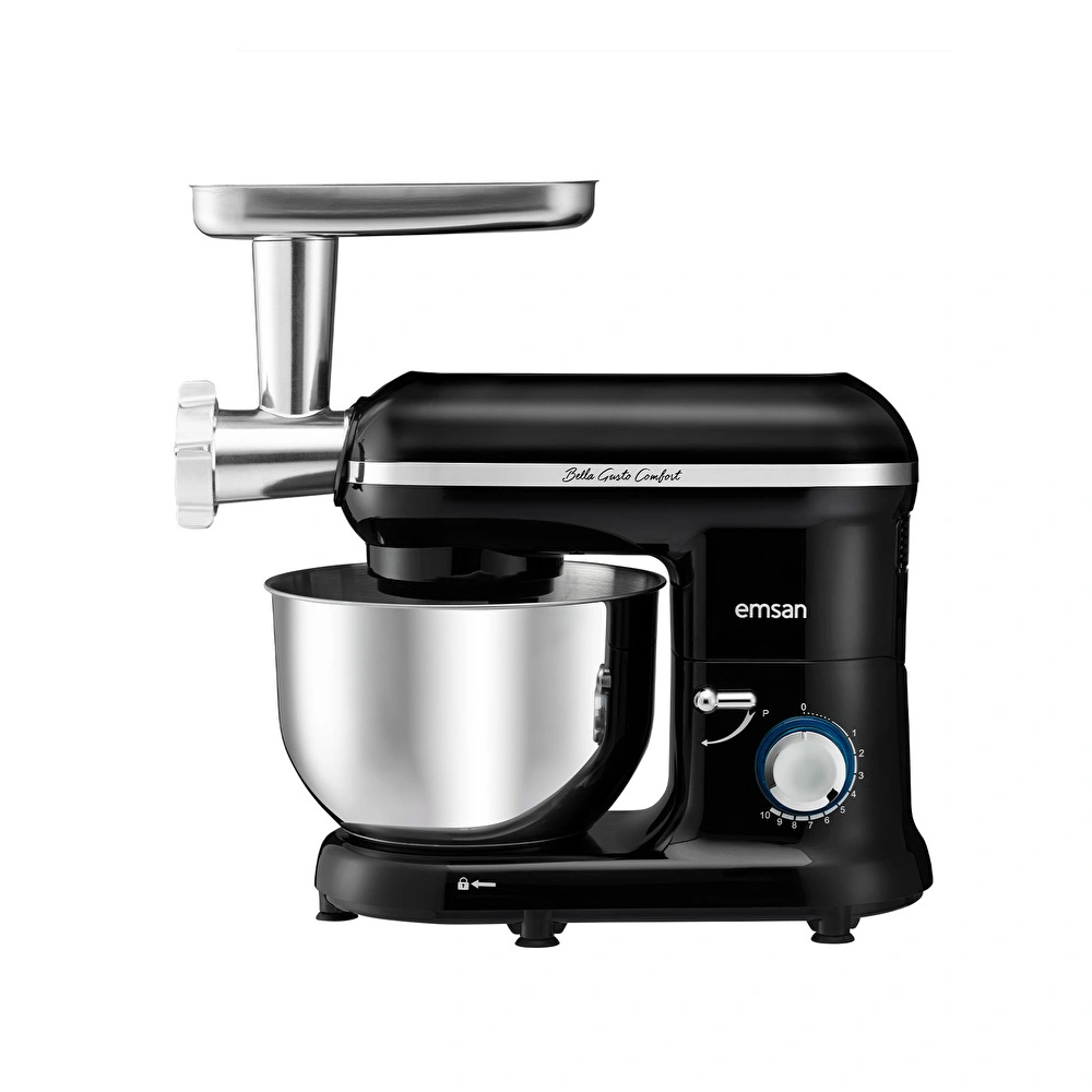 Emsan Bella Gusto Comfort Kıyma Çekme Aparatlı Hamur Yoğurma Makinesi Siyah 1300W 5,5L görseli 14