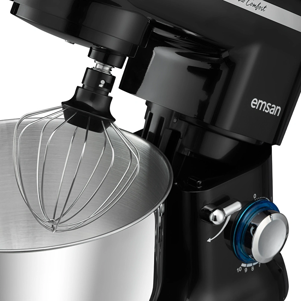Emsan Bella Gusto Comfort Kıyma Çekme Aparatlı Hamur Yoğurma Makinesi Siyah 1300W 5,5L görseli 7