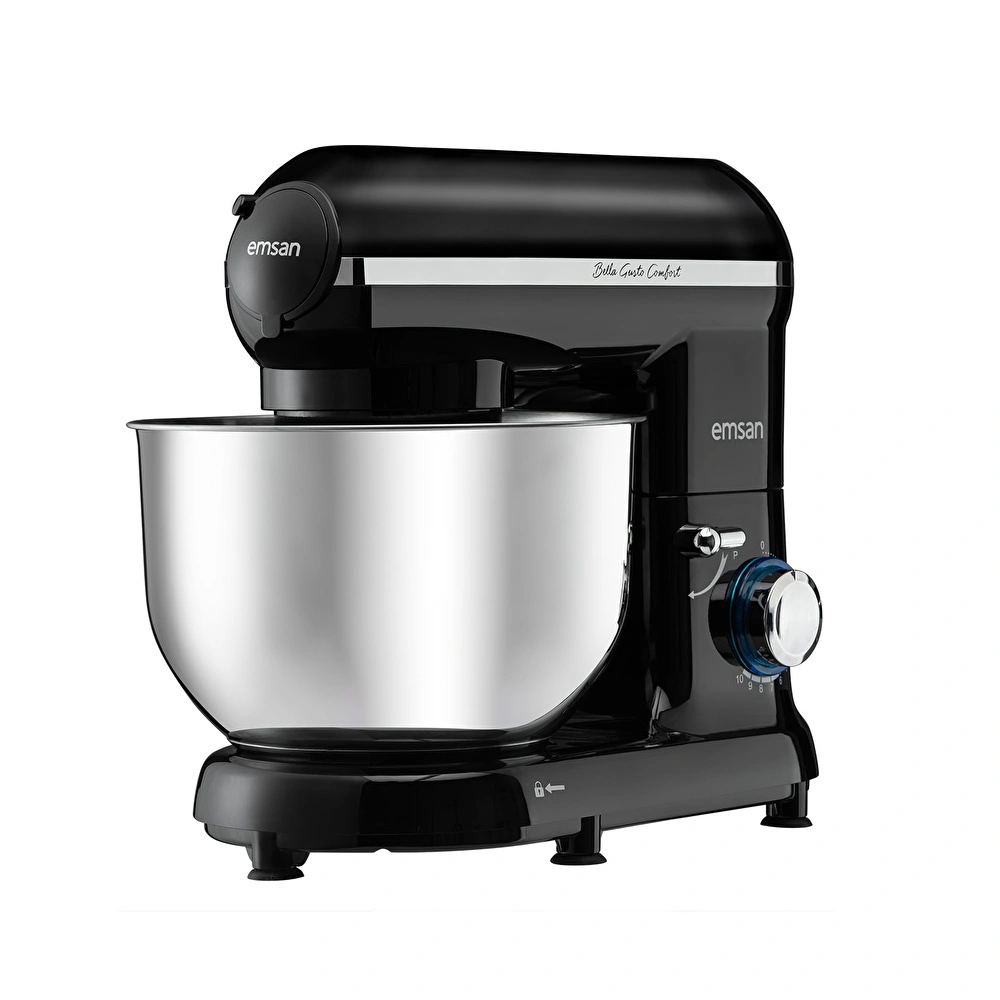 Emsan Bella Gusto Comfort Kıyma Çekme Aparatlı Hamur Yoğurma Makinesi Siyah 1300W 5,5L görseli 6