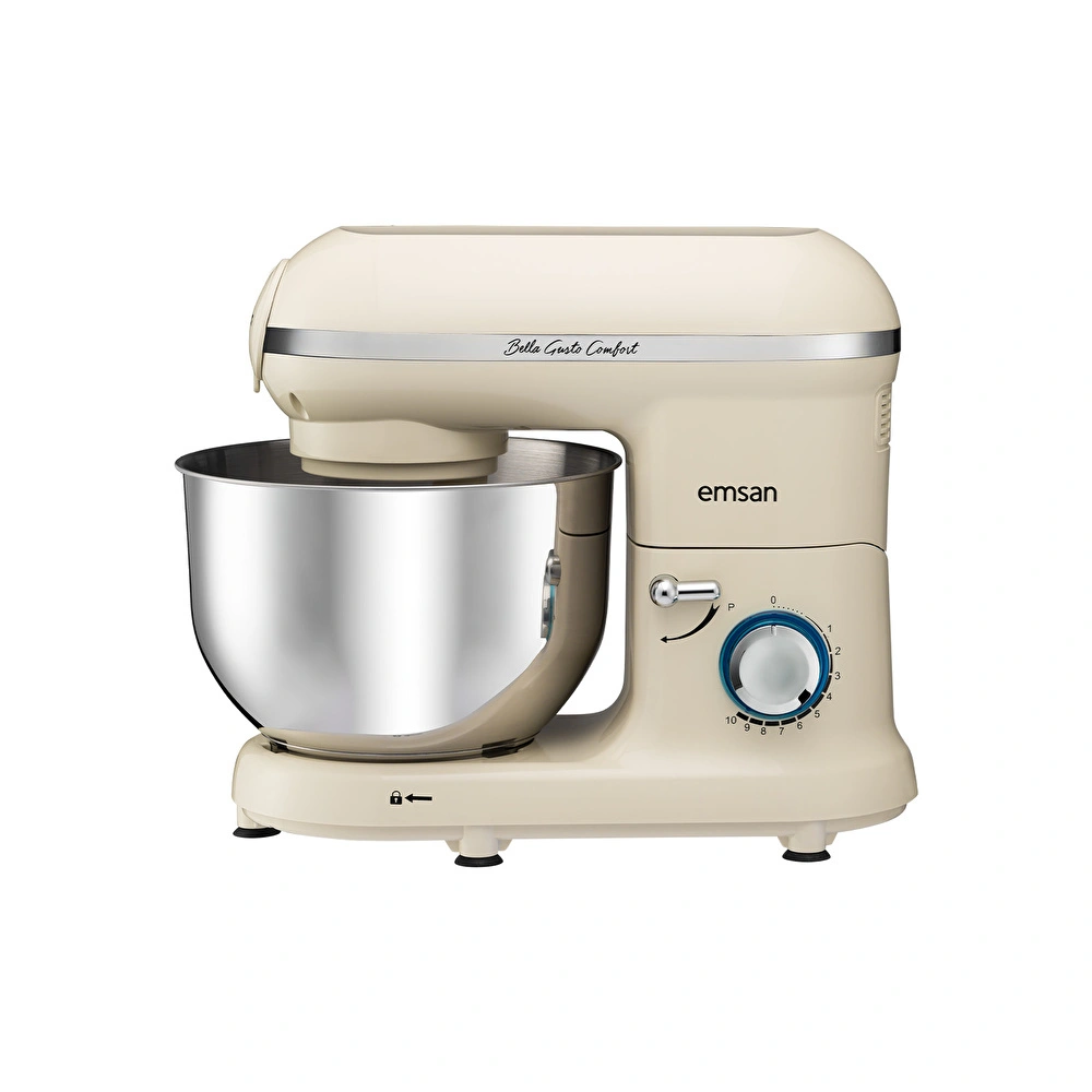 Emsan Bella Gusto Comfort Kıyma Çekme Aparatlı Hamur Yoğurma Makinesi  Krem 1300W 5,5L görseli 16