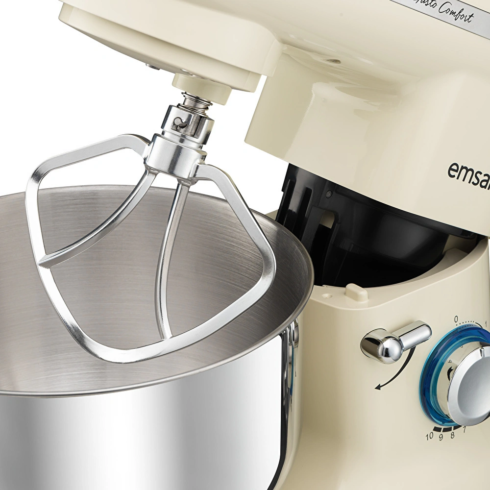 Emsan Bella Gusto Comfort Kıyma Çekme Aparatlı Hamur Yoğurma Makinesi  Krem 1300W 5,5L görseli 9