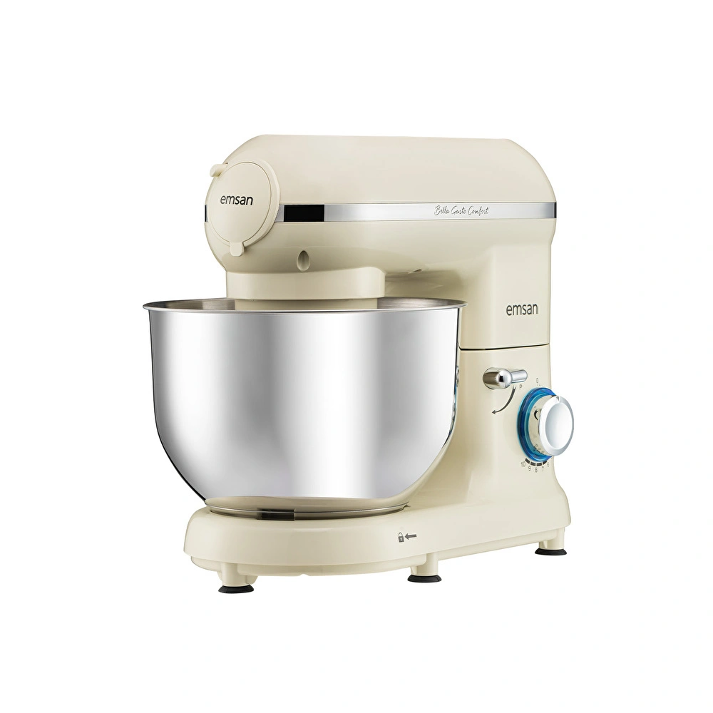 Emsan Bella Gusto Comfort Kıyma Çekme Aparatlı Hamur Yoğurma Makinesi  Krem 1300W 5,5L görseli 7