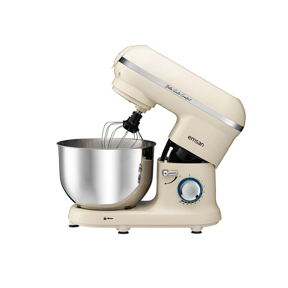 Emsan Bella Gusto Comfort Kıyma Çekme Aparatlı Hamur Yoğurma Makinesi  Krem 1300W 5,5L görseli 4