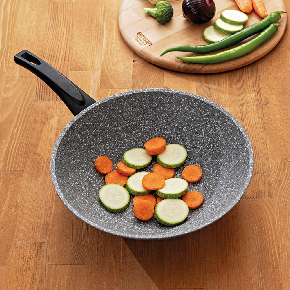 Emsan Titanium Granit Wok Tava 28 cm görseli 1