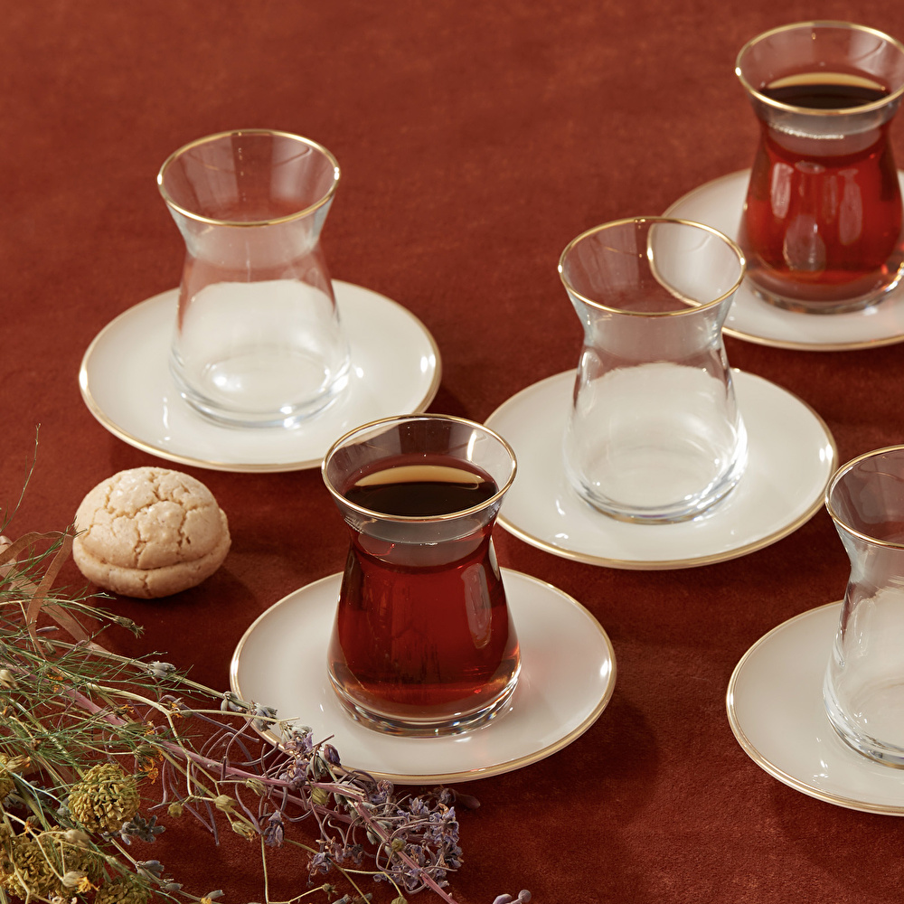 Karaca Retro Bej 6 Kişilik Çay Seti görseli 8