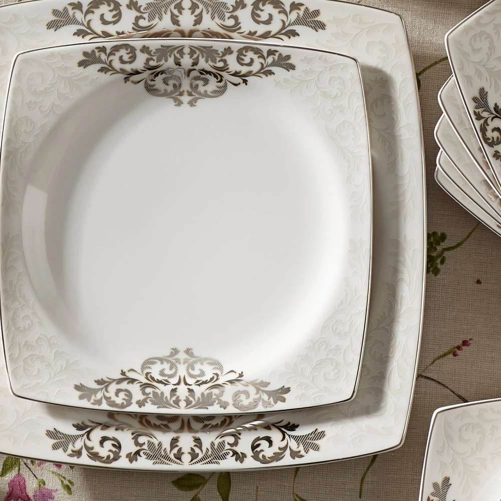 Karaca Nazende Fine Cream 60 Parça 12 Kişilik Porselen Yemek Takımı Kare görseli 5