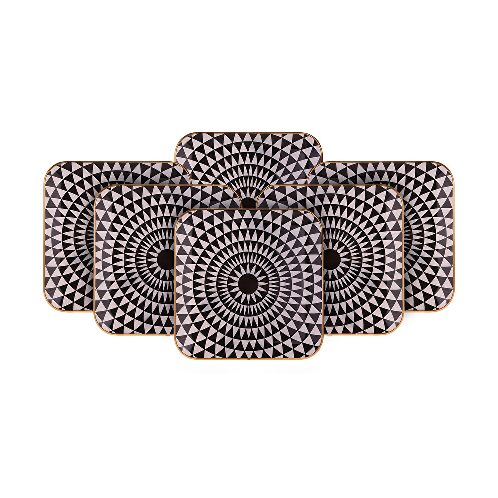 Karaca Black Gold 6lı Kare Cam Pasta Takımı görseli 5