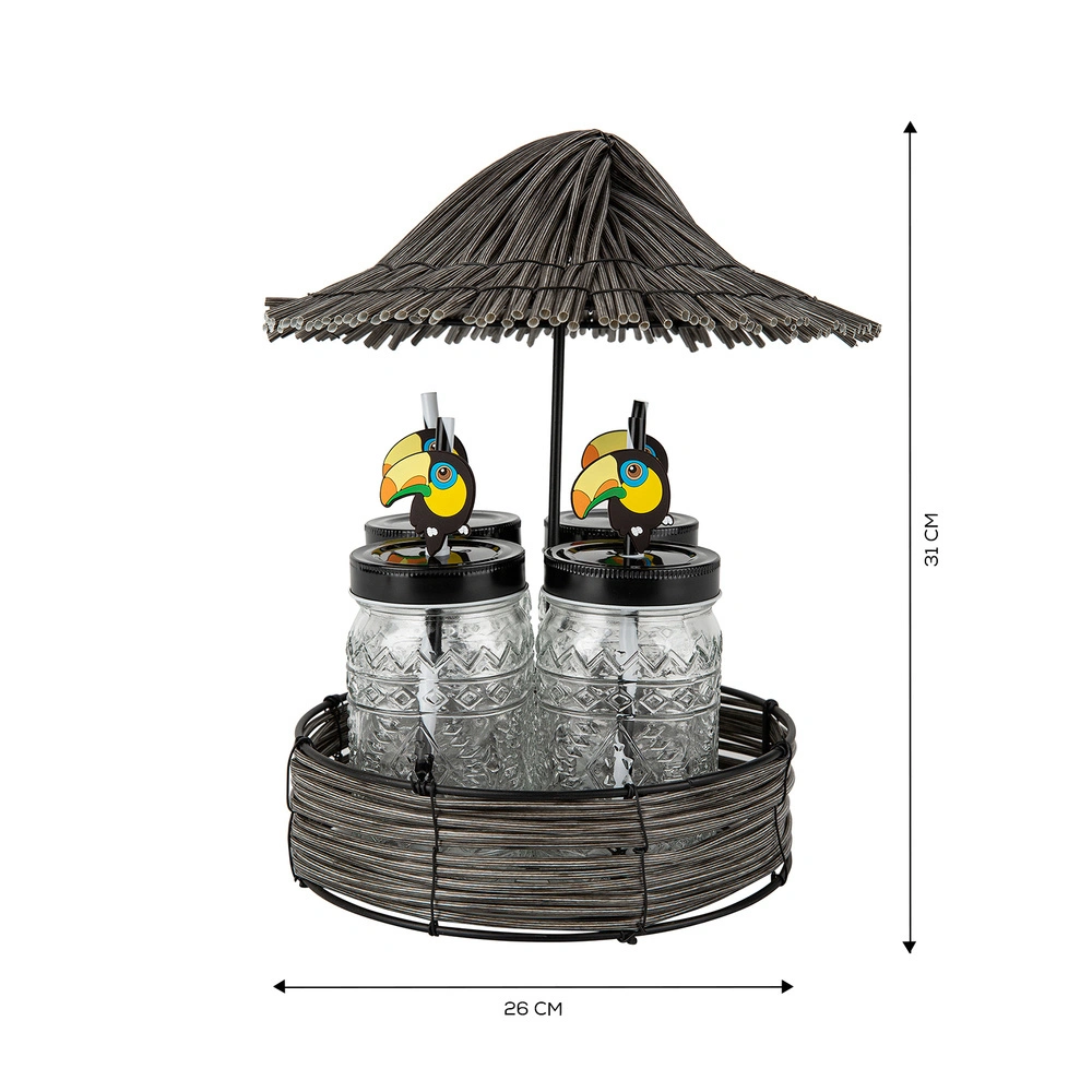 Karaca Toucan 4lü Çay Fincanı Seti Standlı Set görseli 2