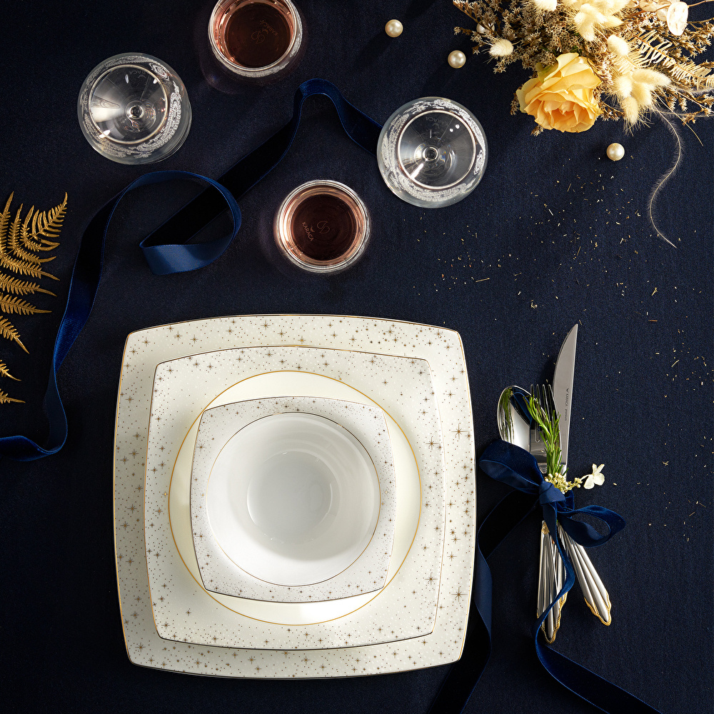 Karaca Fine Pearl Antares 62 Parça 12 Kişilik İnci Yemek Takımı Kare görseli 1