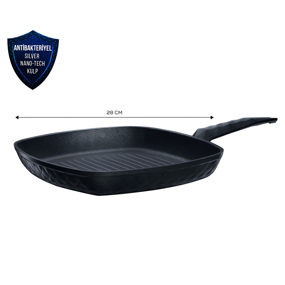 Karaca Biodiamond Antibakteriyel Kulp İndüksiyon Tabanlı Grill Tava 28 Cm görseli 3