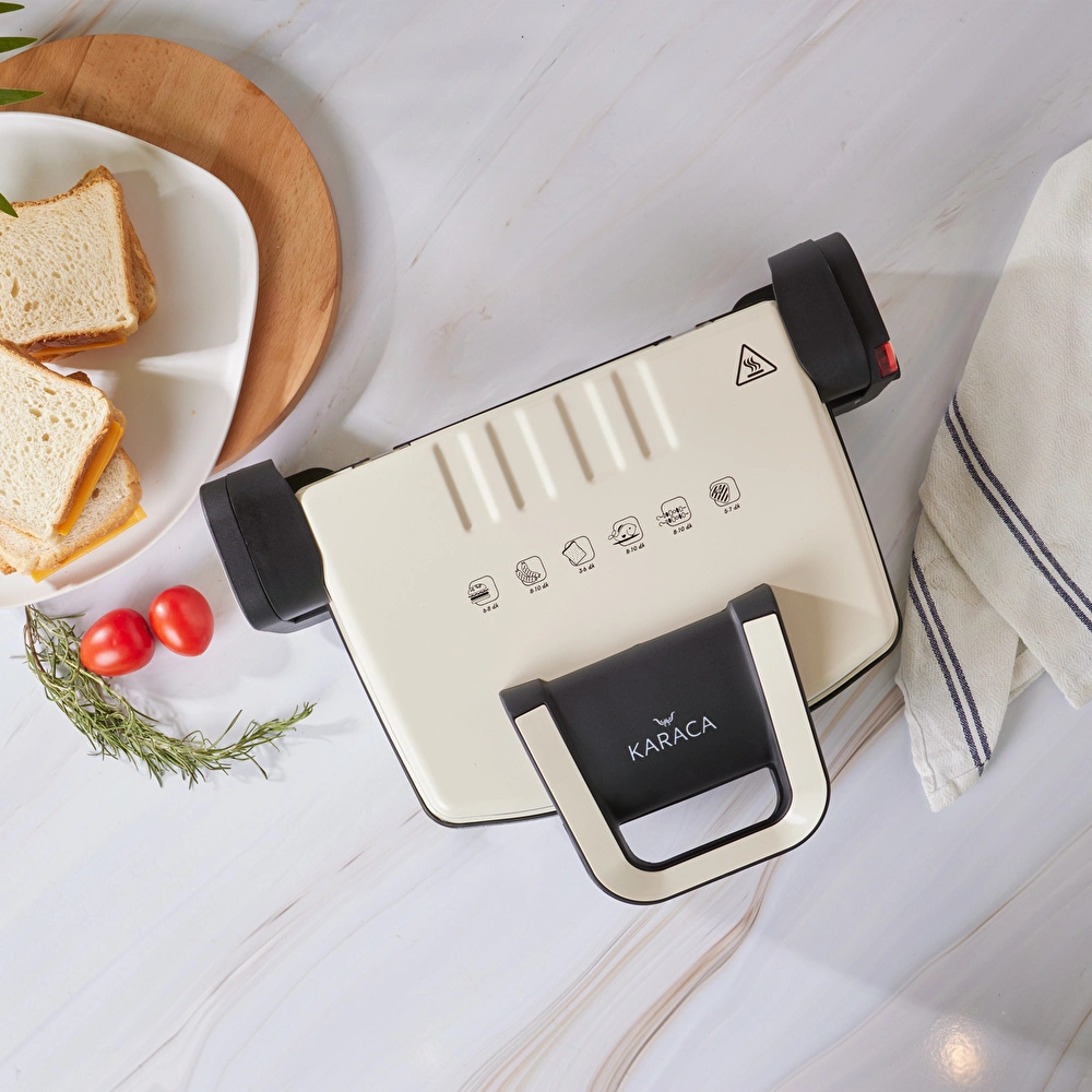 Karaca Future Granit Izgara ve Tost Makinesi Krem 1800W görseli 1