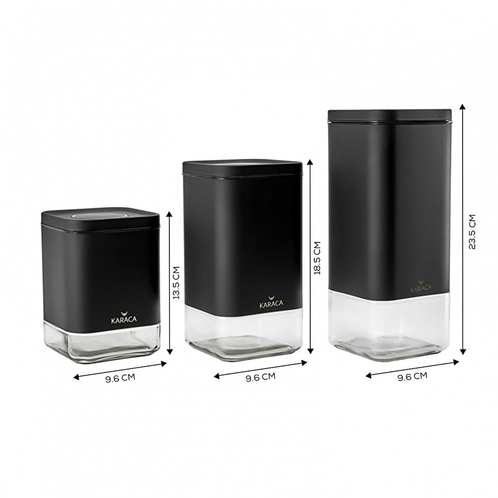 Karaca Avangart Black Gold Kavanoz Seti 3 Parça S/M/L görseli 6
