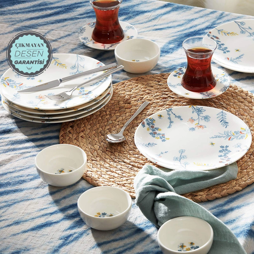 Karaca Bonita Blue 26 Parça 6 Kişilik Porselen Kahvaltı/Servis Takımı görseli 1