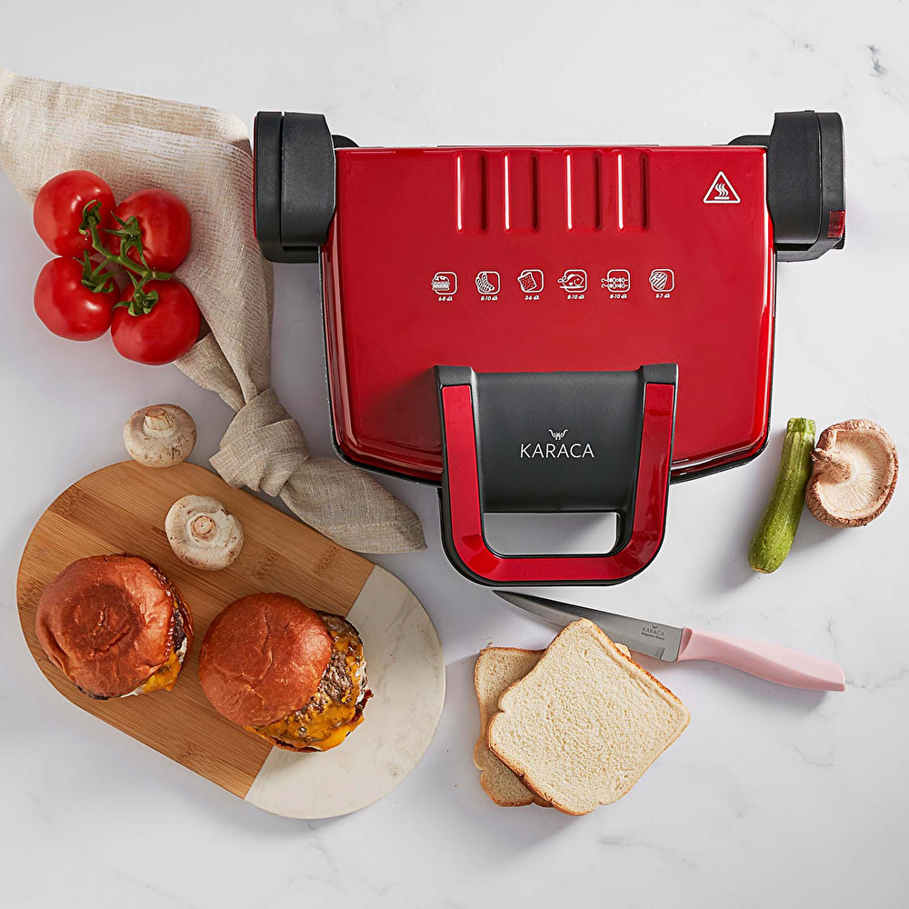 Karaca Future Granit Kırmızı Izgara ve Tost Makinesi 1800W görseli 1