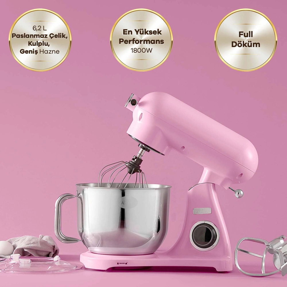 Karaca Powercast Chef Döküm Stand Mikser Pink Mutfak Şefi 6,2 Lt görseli 2