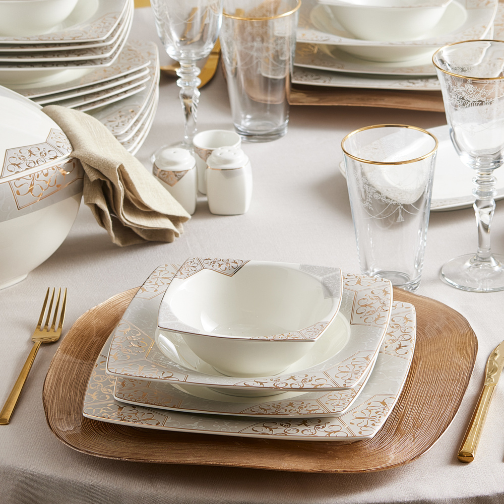 Karaca Rhona Gold Cream 60 Parça 12 Kişilik Yemek Takımı görseli 2