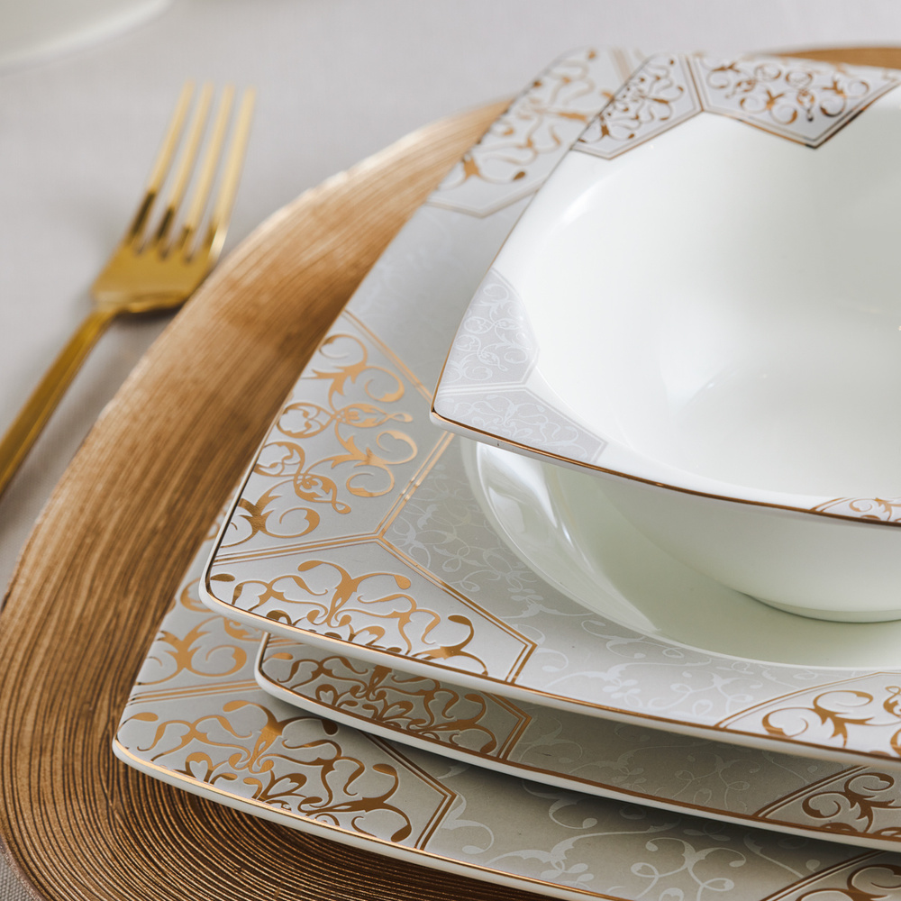 Karaca Rhona Gold Cream 60 Parça 12 Kişilik Yemek Takımı görseli 4
