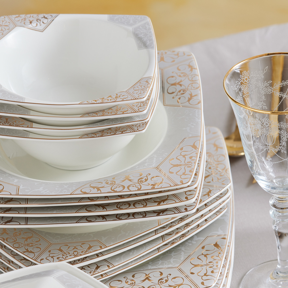 Karaca Rhona Gold Cream 60 Parça 12 Kişilik Yemek Takımı görseli 5
