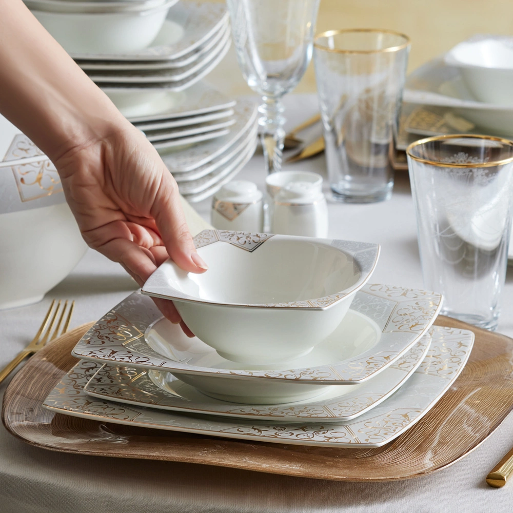 Karaca Rhona Gold Cream 60 Parça 12 Kişilik Yemek Takımı görseli 6