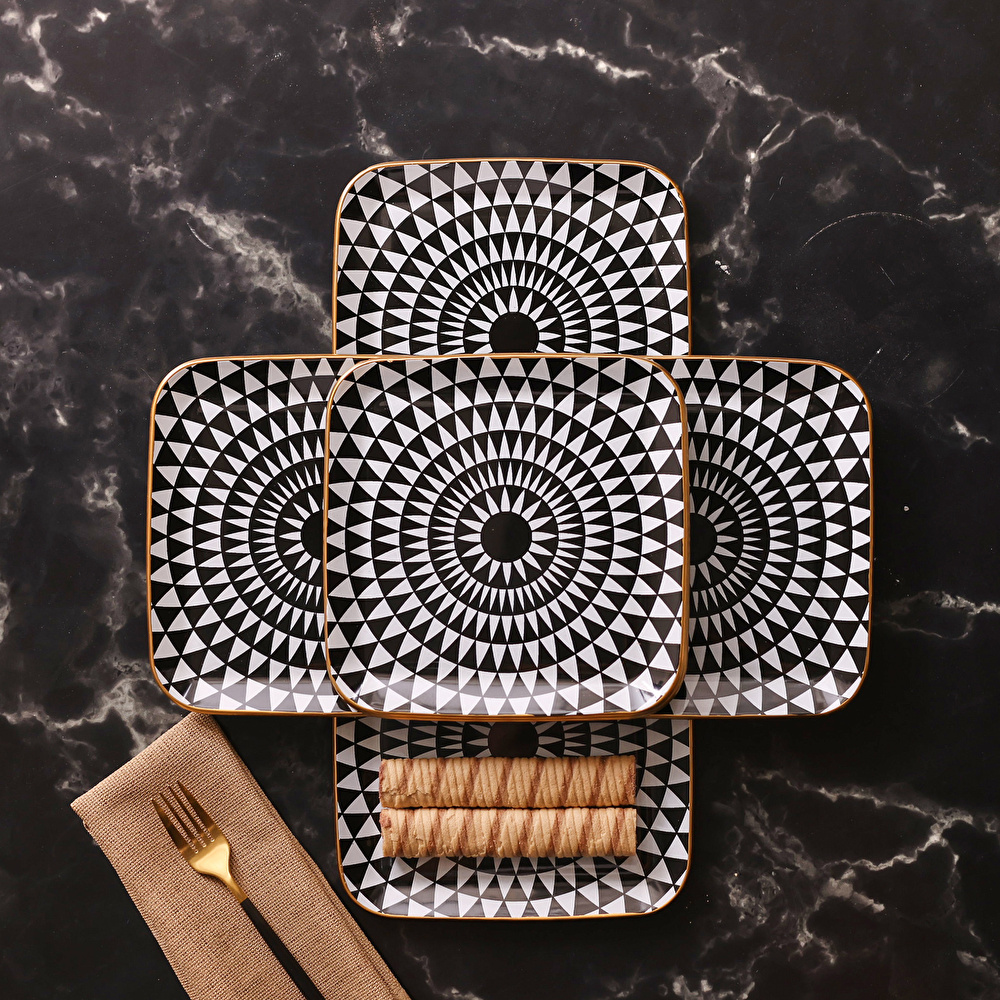 Karaca Black Gold 6lı Kare Cam Pasta Takımı görseli 4