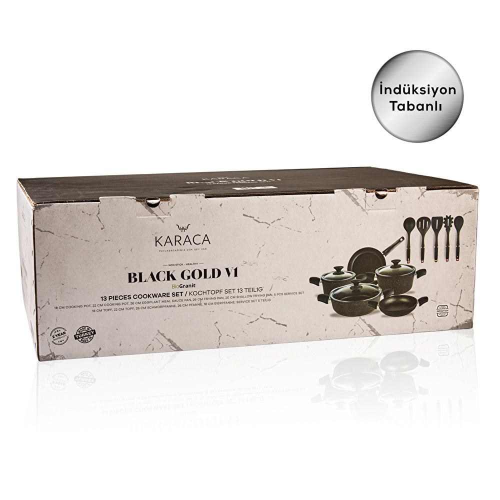 Karaca Biogranit Blackgold New İndüksiyon Tabanlı 13 Parça Tencere Seti görseli 23
