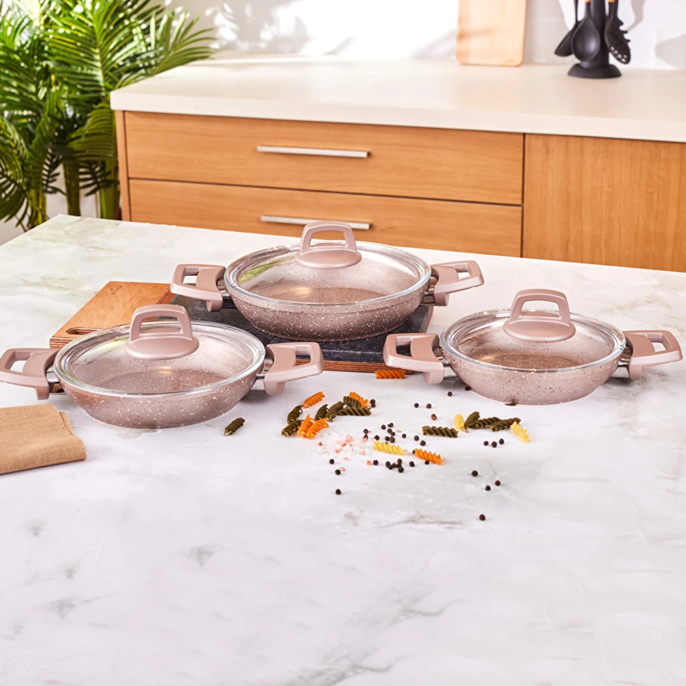 Karaca Biogranit Rosegold 6 Parça Sahan Seti görseli 1