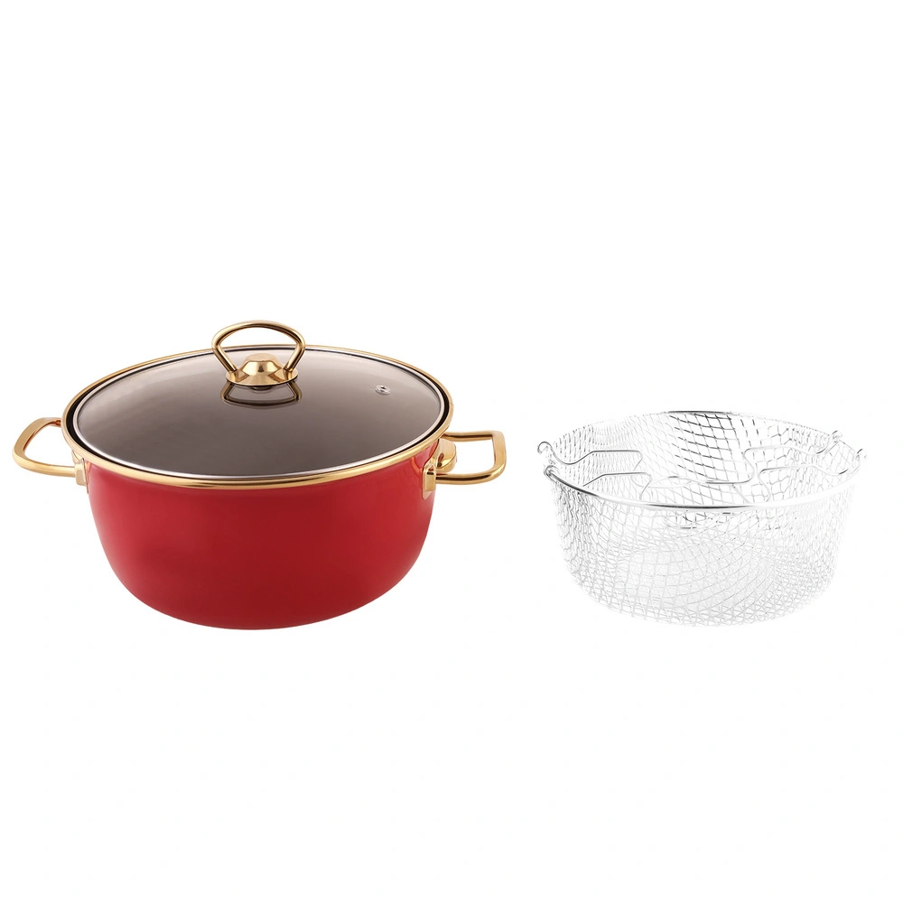 Karaca Mutfaksever Retro Emaye Kızartma Tenceresi Kırmızı 22 cm görseli 12