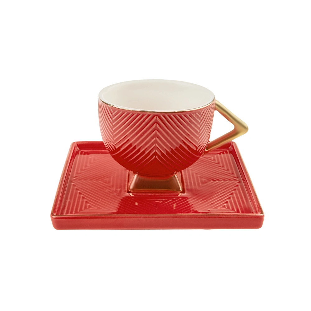 Karaca Art Deco Kırmızı 2 Kişilik Kahve Fincanı Takımı 90 ml görseli 3